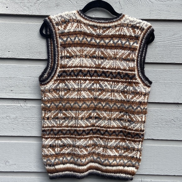 Neutral 100% alpaca hand-knit vest from Peru Sz M - Picture 6 of 6